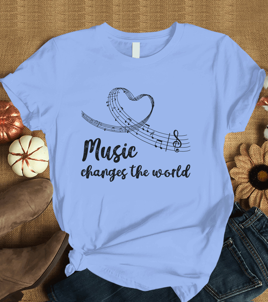 Music Changes the World Heart Notes Melody T-Shirt