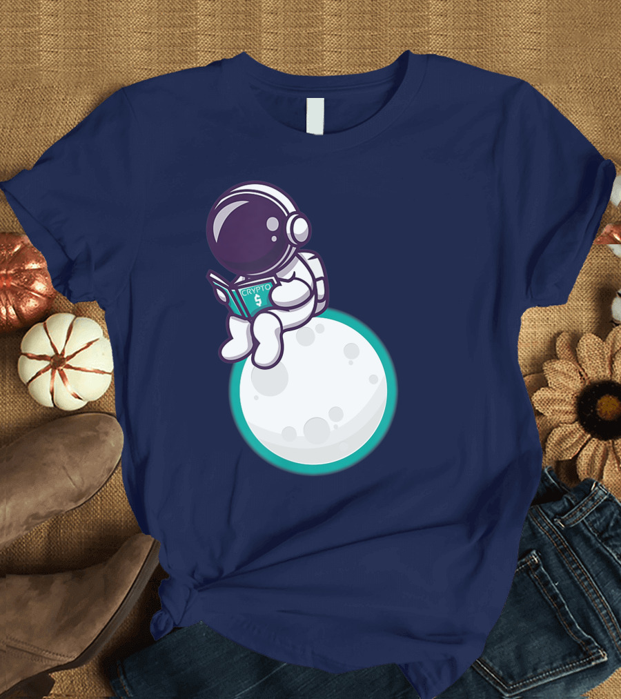 BLACK Safemoon Crypto Currency Astronaut Reading Crypto Novelty Coin Merch T-Shirt