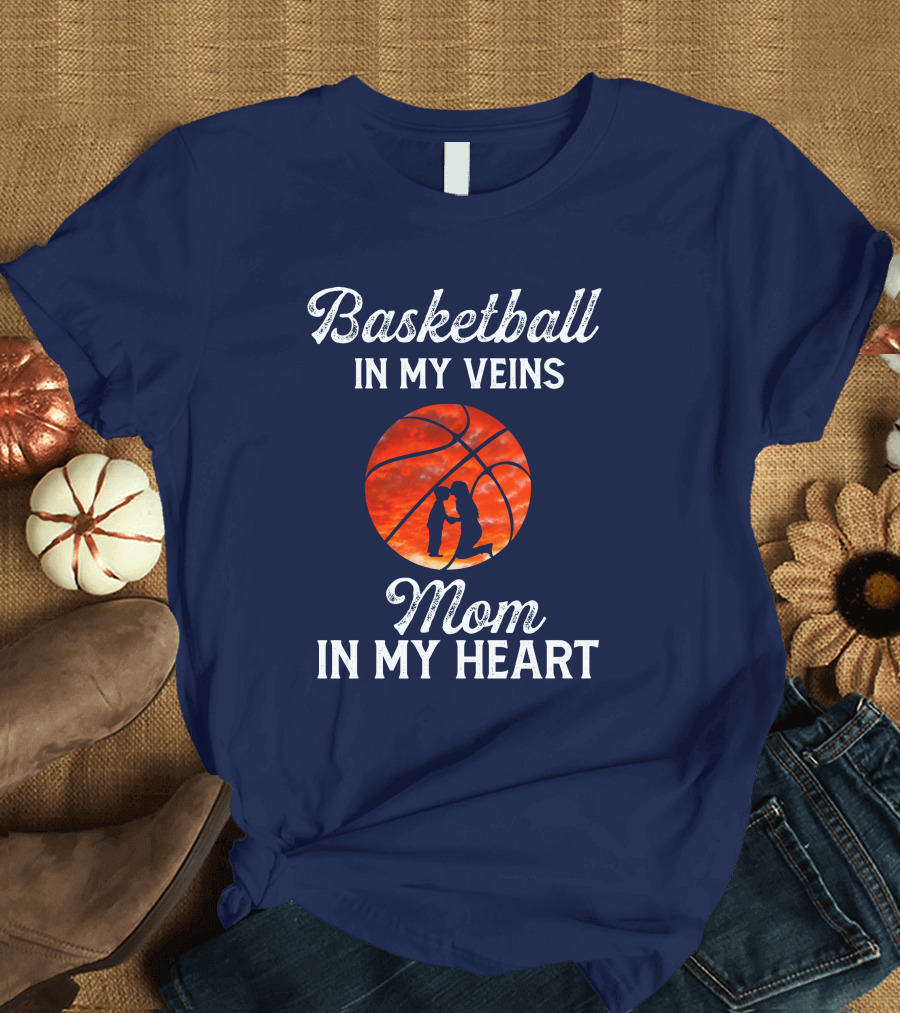 Basketball In My Veins Mom In My Heart Orange T-Shirt