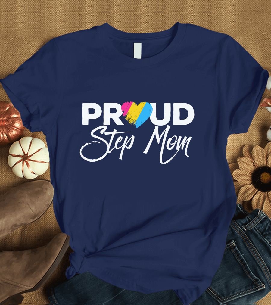 Proud Step Mom Pansexual Pride Heart T-Shirt