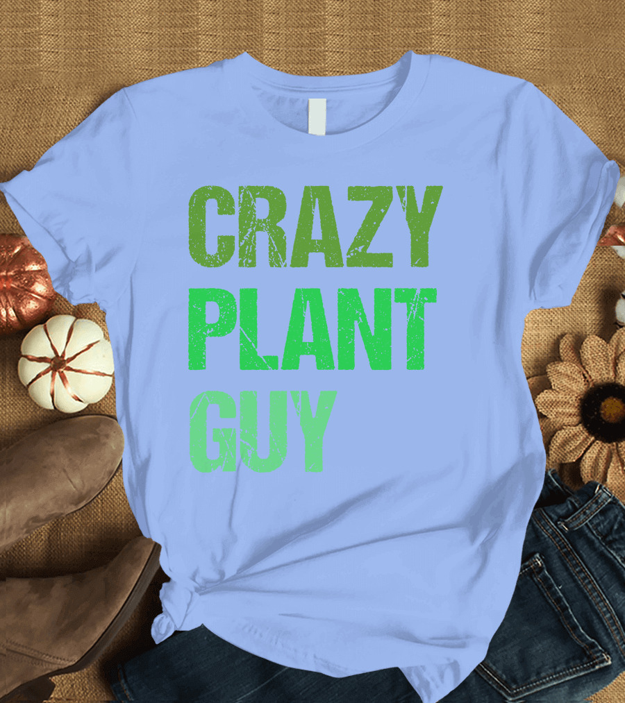 Mens Crazy Plant Guy Text T-Shirt