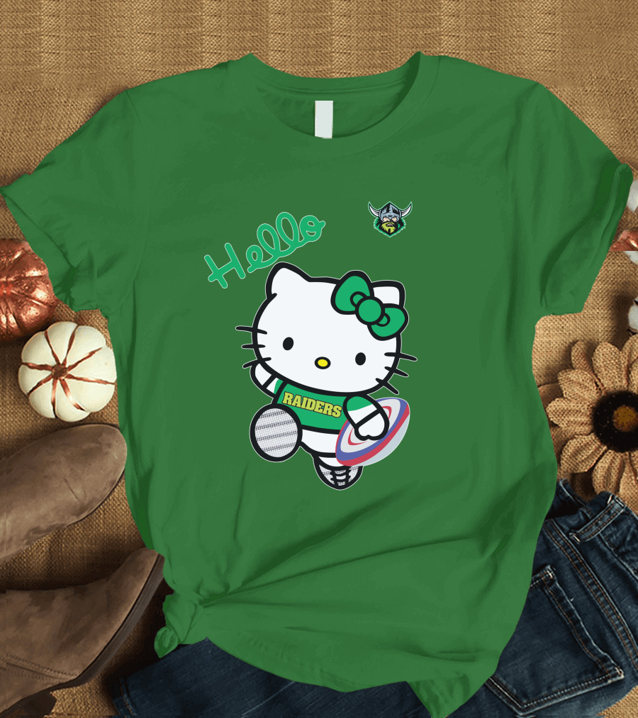 NRL1003 Hello Kitty Canberra Raiders Football T-Shirt