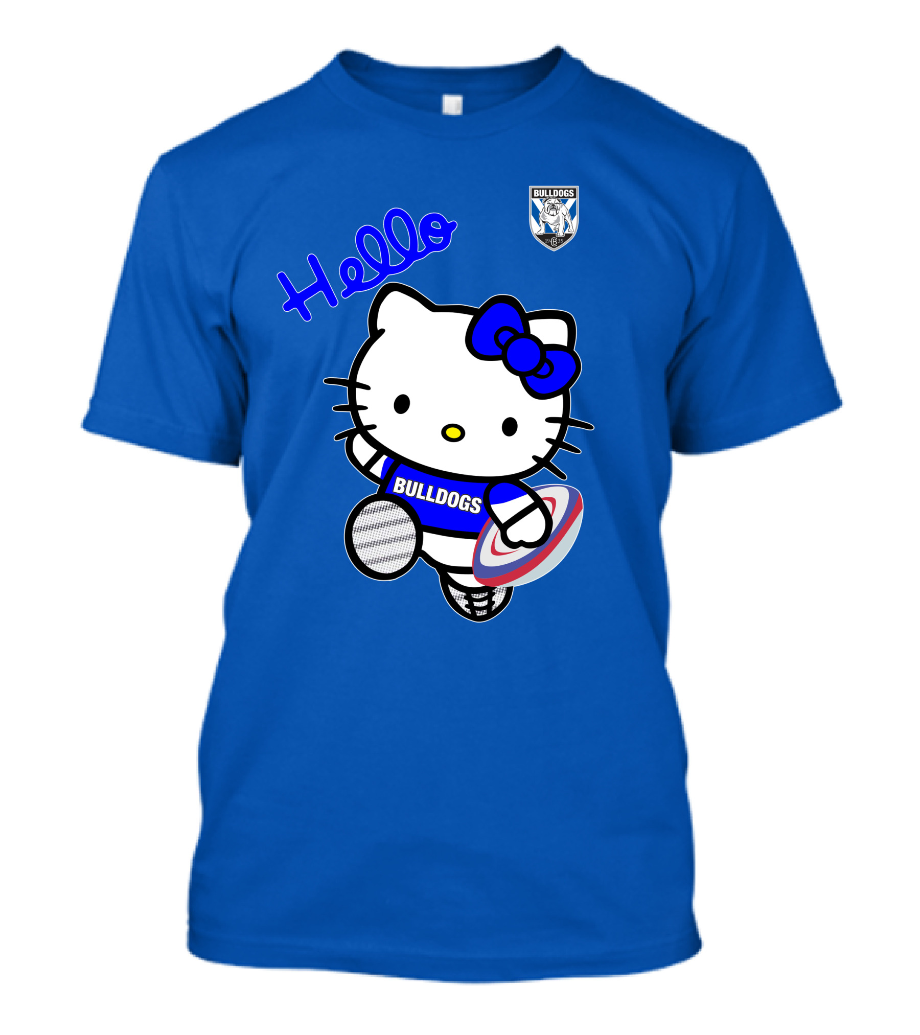NRL1004 Hello Bulldogs Canterbury Bankstown Hello Kitty T-Shirt