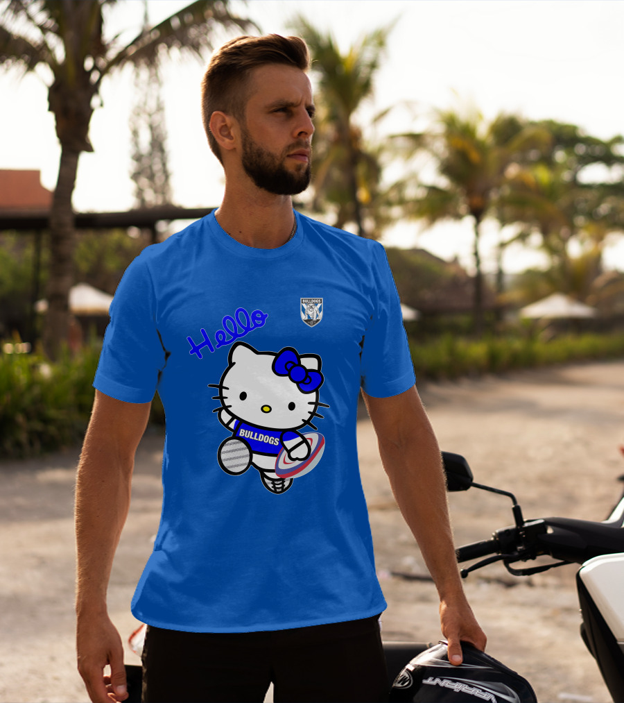 NRL1004 Hello Bulldogs Canterbury Bankstown Hello Kitty T-Shirt