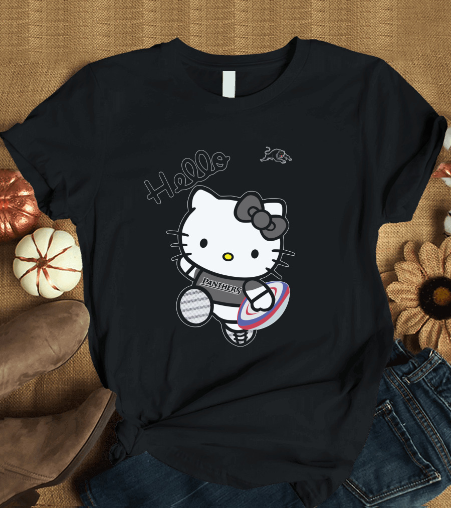 NRL1015 Penrith Panthers Hello Kitty Rugby Crossover T-Shirt