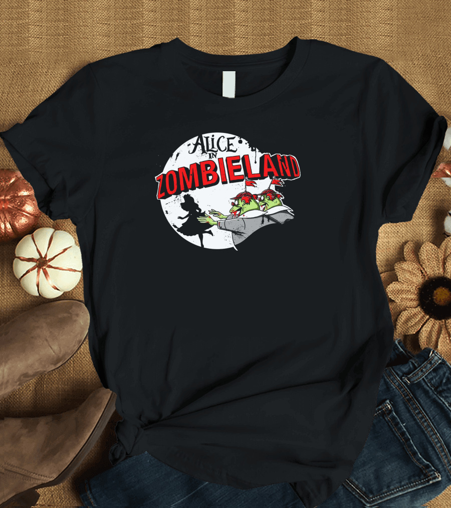 Alice In Zombieland Silhouette and Zombie Moon Combo T-Shirt