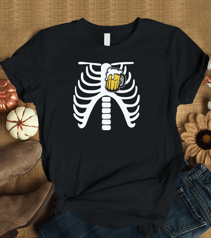 Beer Keeps Me Alive Mug Ribcage T-Shirt