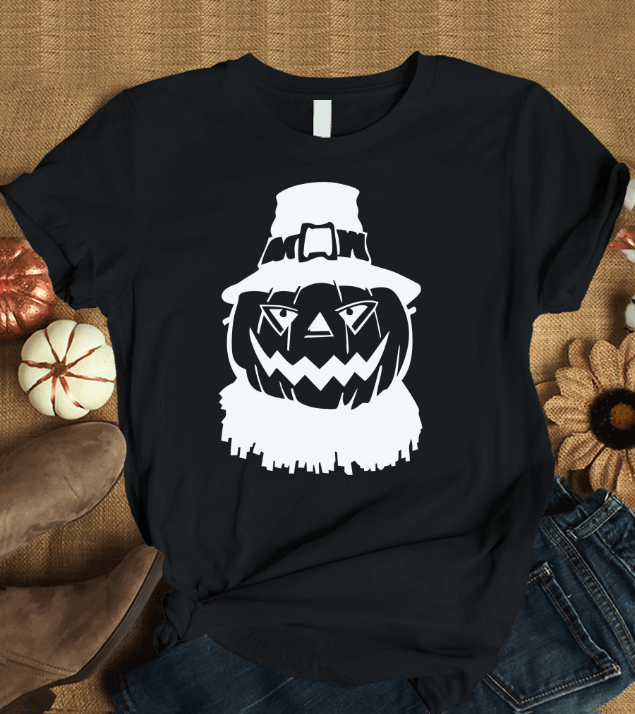 Pumpkin Face Scarecrow Hat T-Shirt