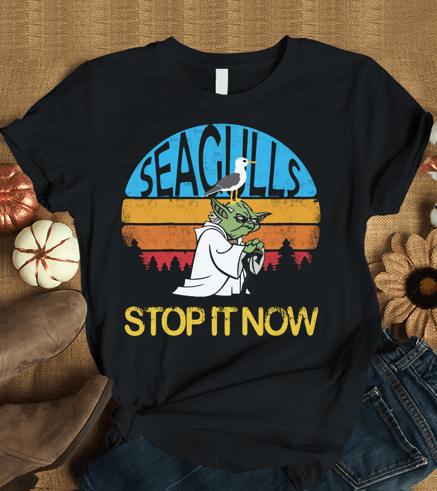 Seagulls Stop It Now Retro Vintage Yoda T-Shirt