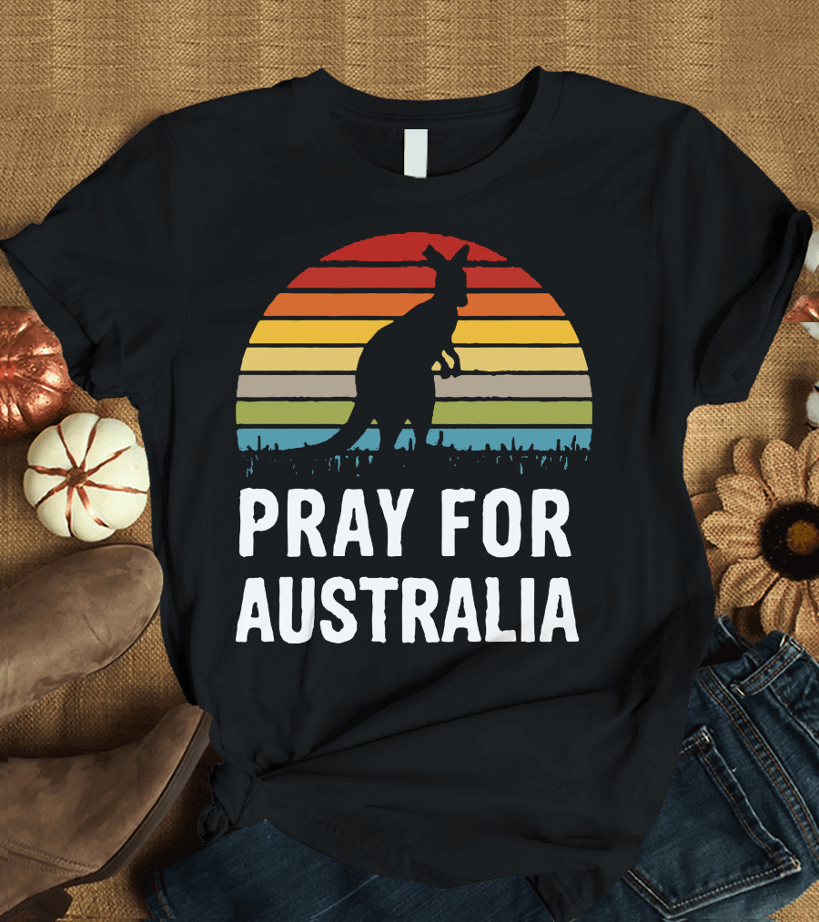 Pray For Australia Kangaroo Sunset T-Shirt