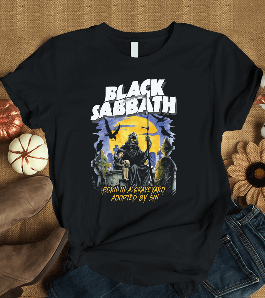 BLACK SABBATH Born in a Graveyard Adopted by Sin T-Shirt