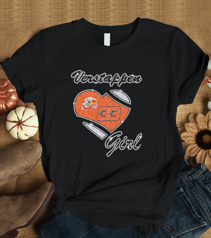 Verstappen Girl 33 Red Bull Heart Sparkle T-Shirt