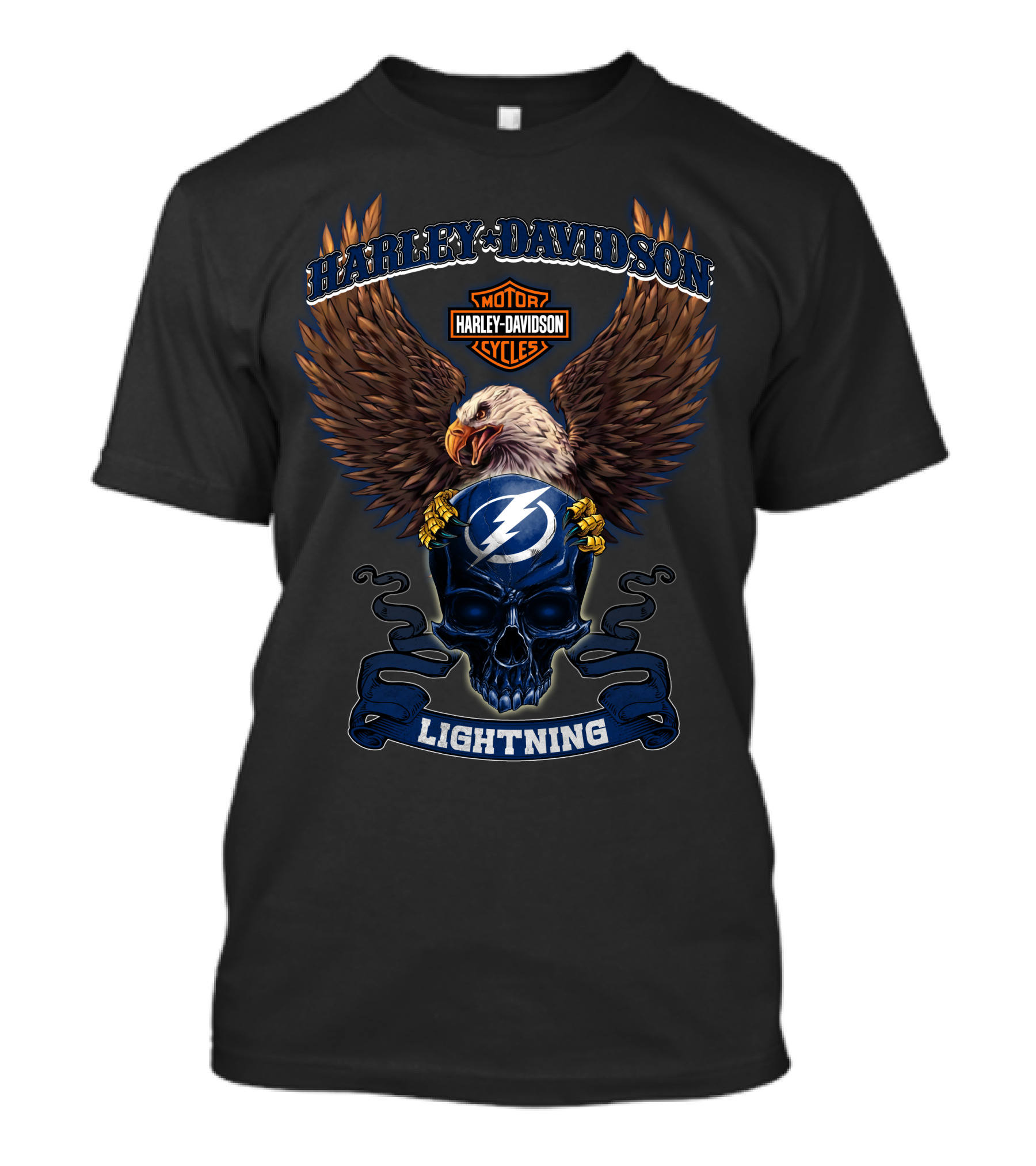 Harley Davidson Lightning Tampa Bay Nhl Skull Eagle T-Shirt
