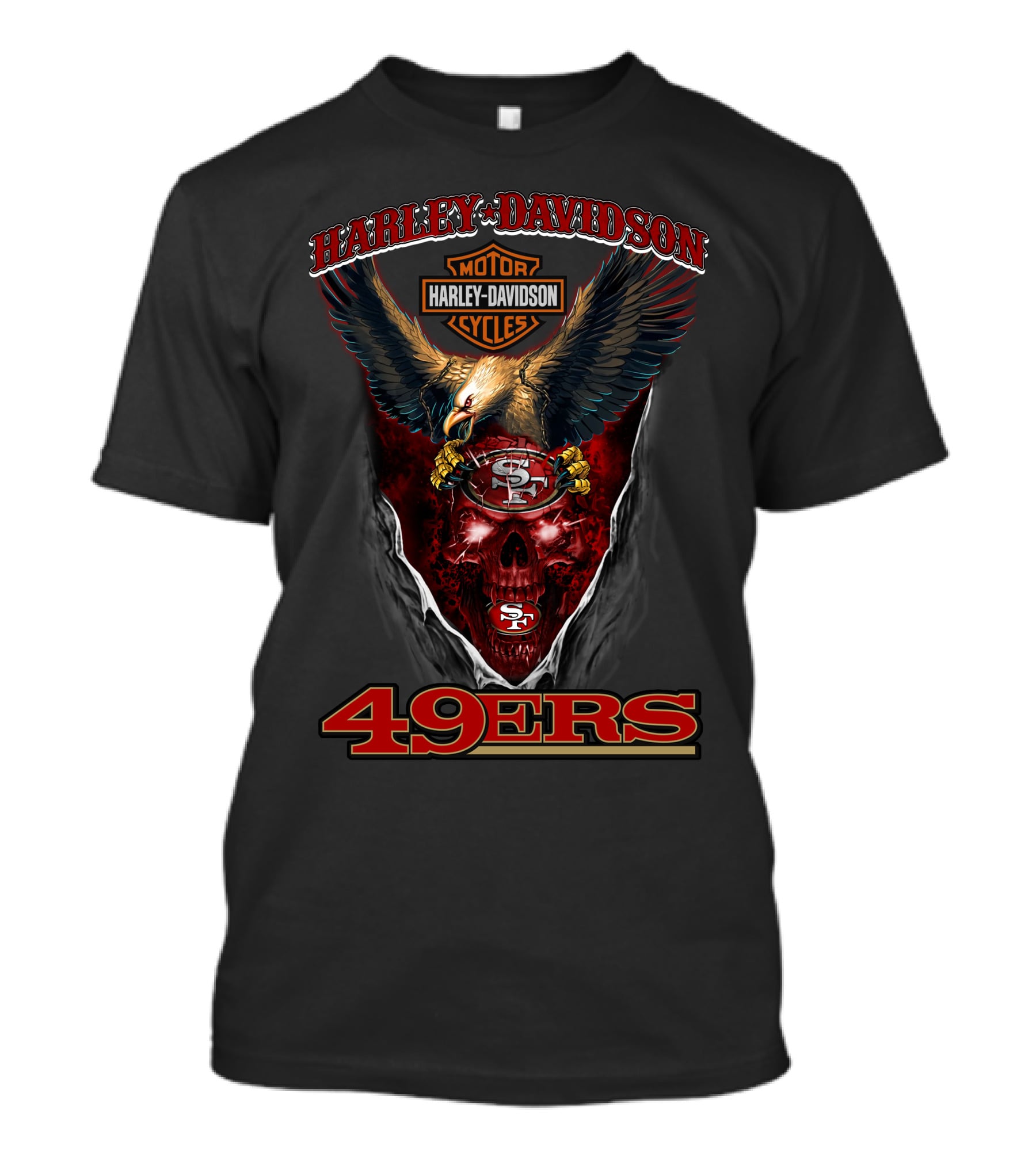 Harley Davidson San Francisco 49ers Eagle And Skull T-Shirt