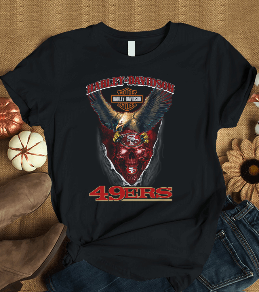Harley Davidson San Francisco 49ers Eagle And Skull T-Shirt