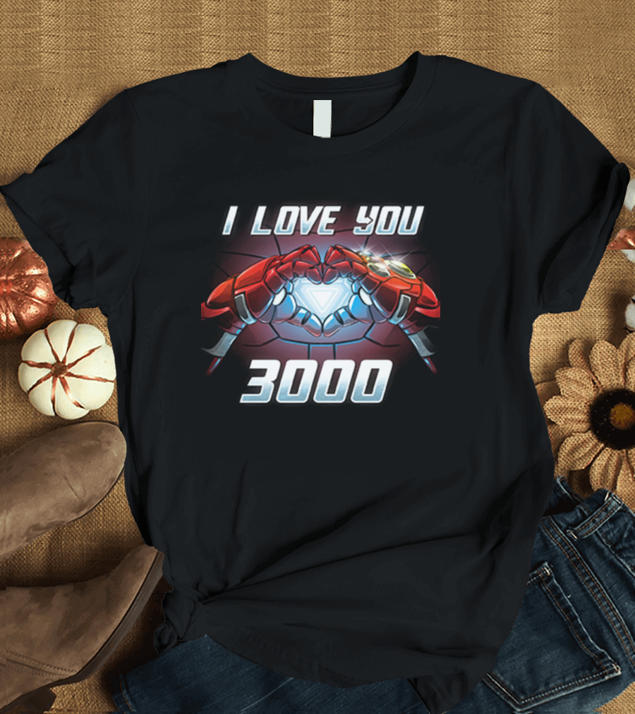 I Love You 3000 Iron Man Arc Reactor Heart Hands Avengers T-Shirt