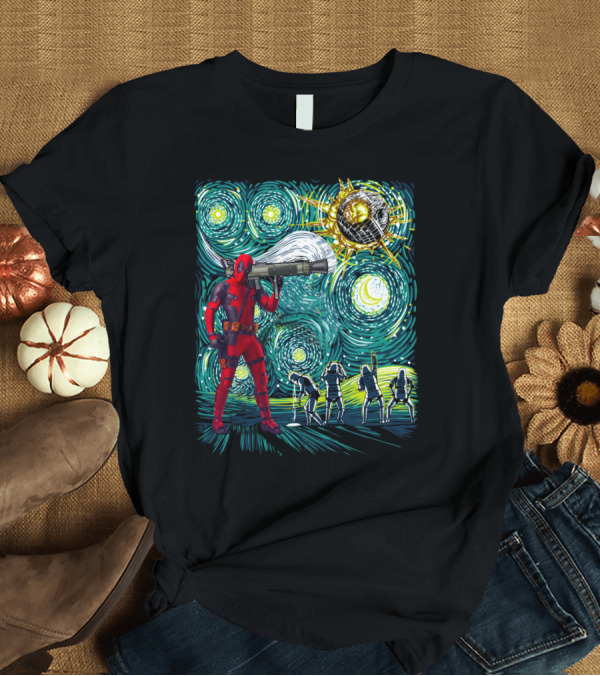 T-Shirt: Deadpool Starry Night Meets Death Star T-Shirt Deadpool Starry Night Meets Death Star T-Shirt