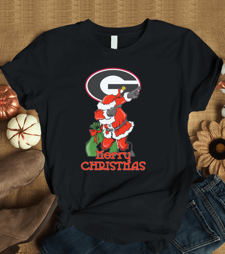 Georgia Bulldogs Merry Christmas Santa T-Shirt