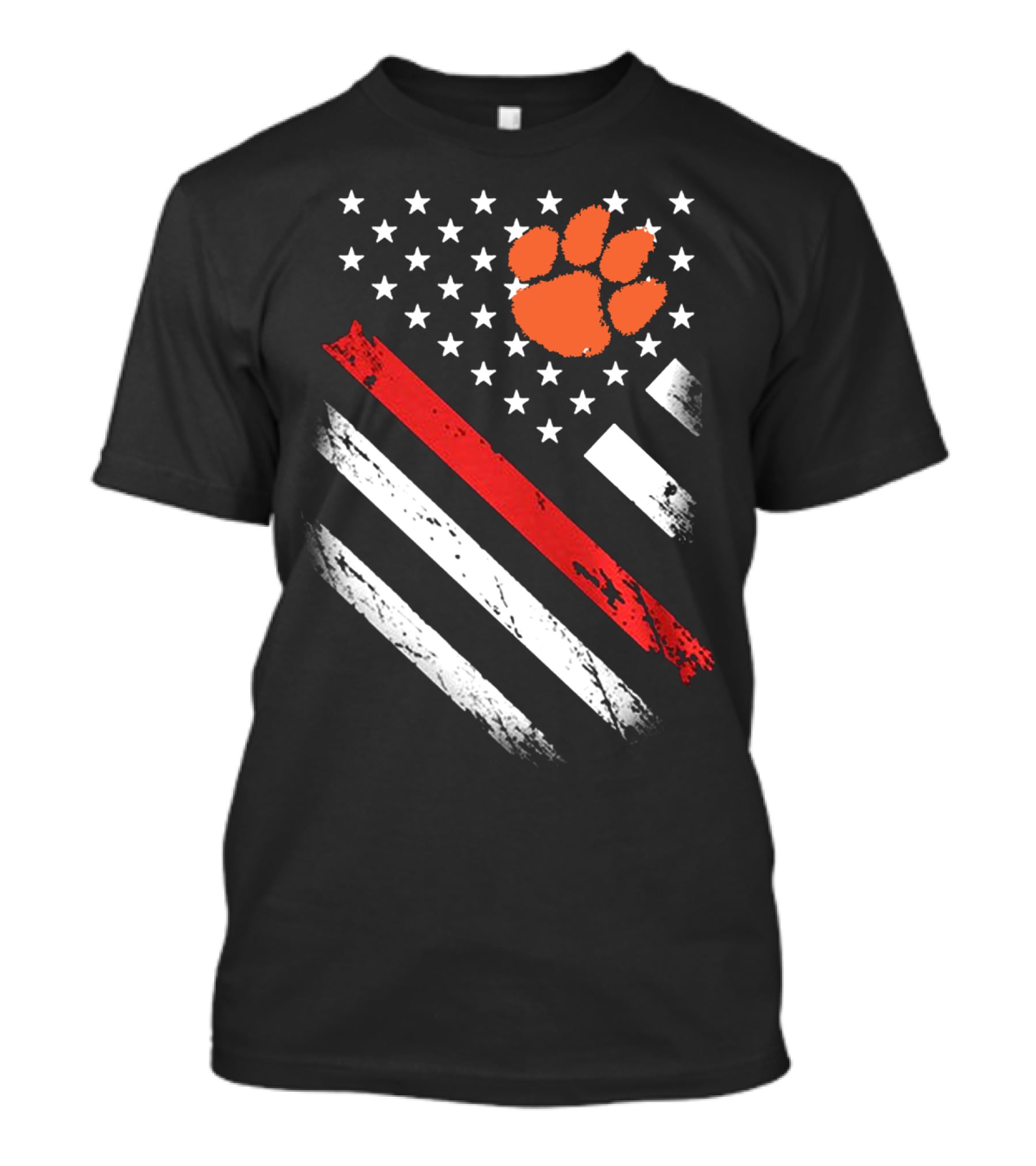 Clemson Tigers Football American Flag Paw Print Stars Stripes T-Shirt