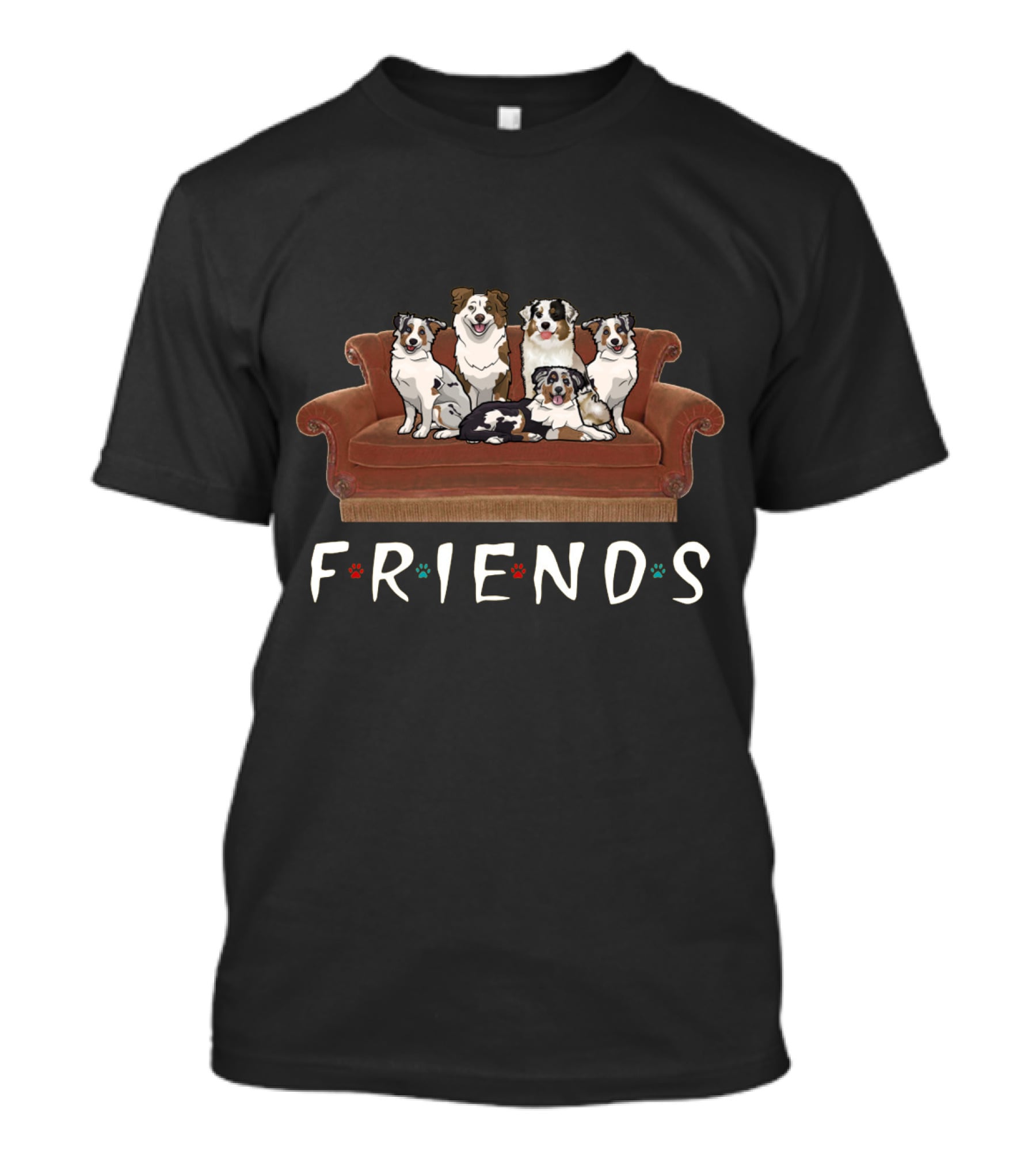 Friends Australian Shepherds On Sofa T-Shirt