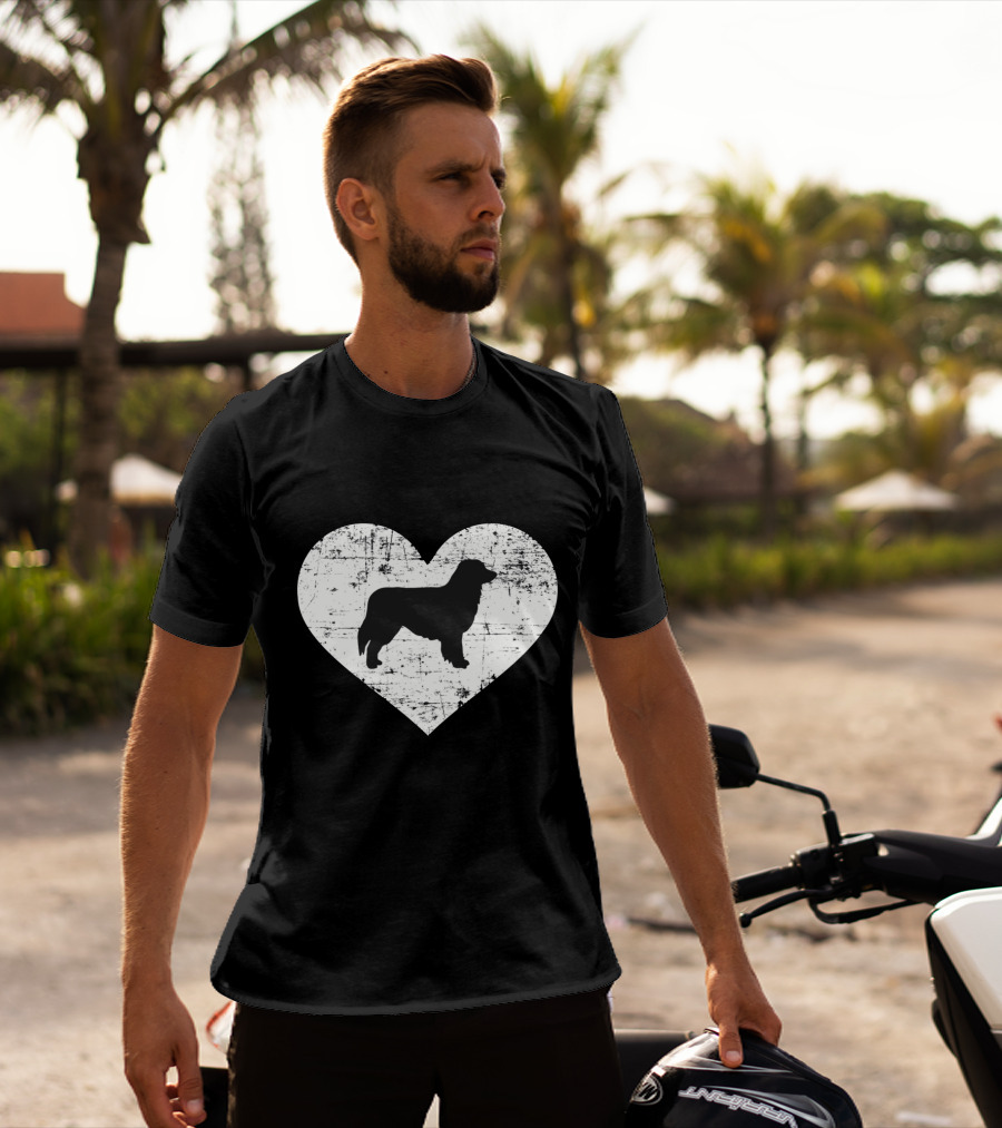 Love For Australian Shepherd Silhouette In Distressed Heart T-Shirt