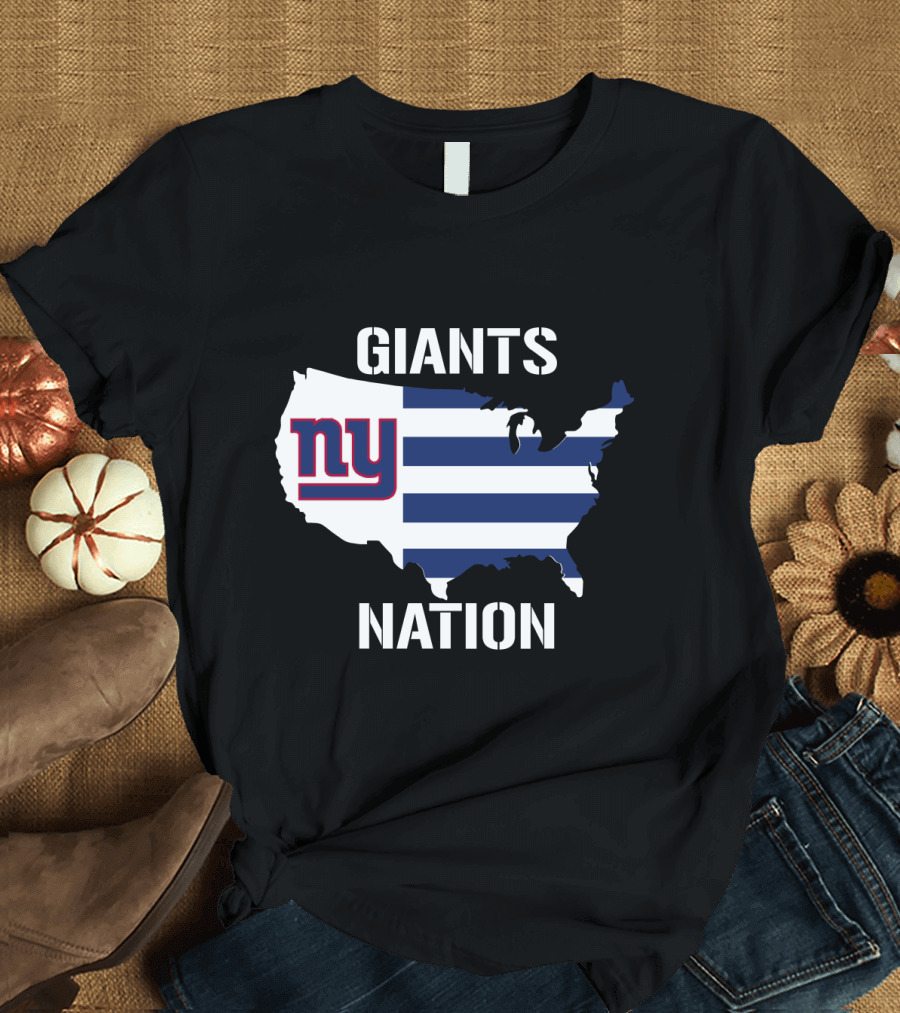 NY Giants Nation USA Map Stripes T-Shirt