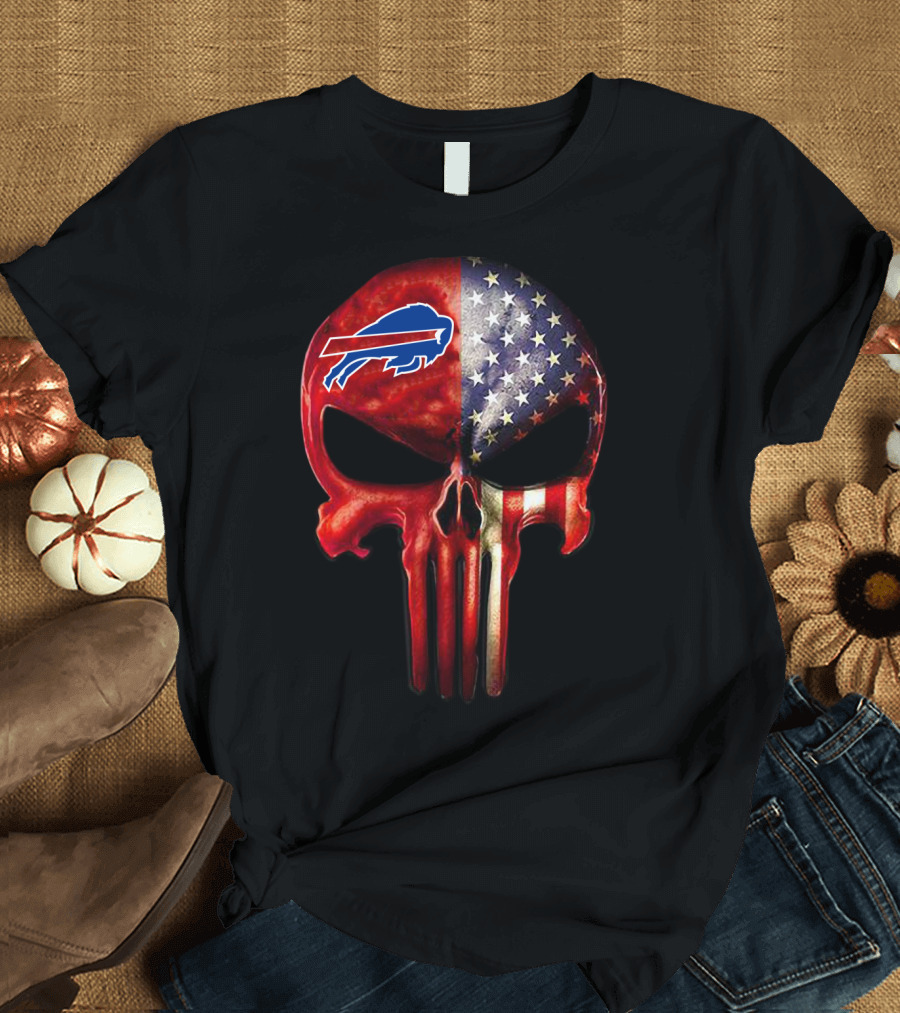 Buffalo Skull American Flag Fan Only T-Shirt