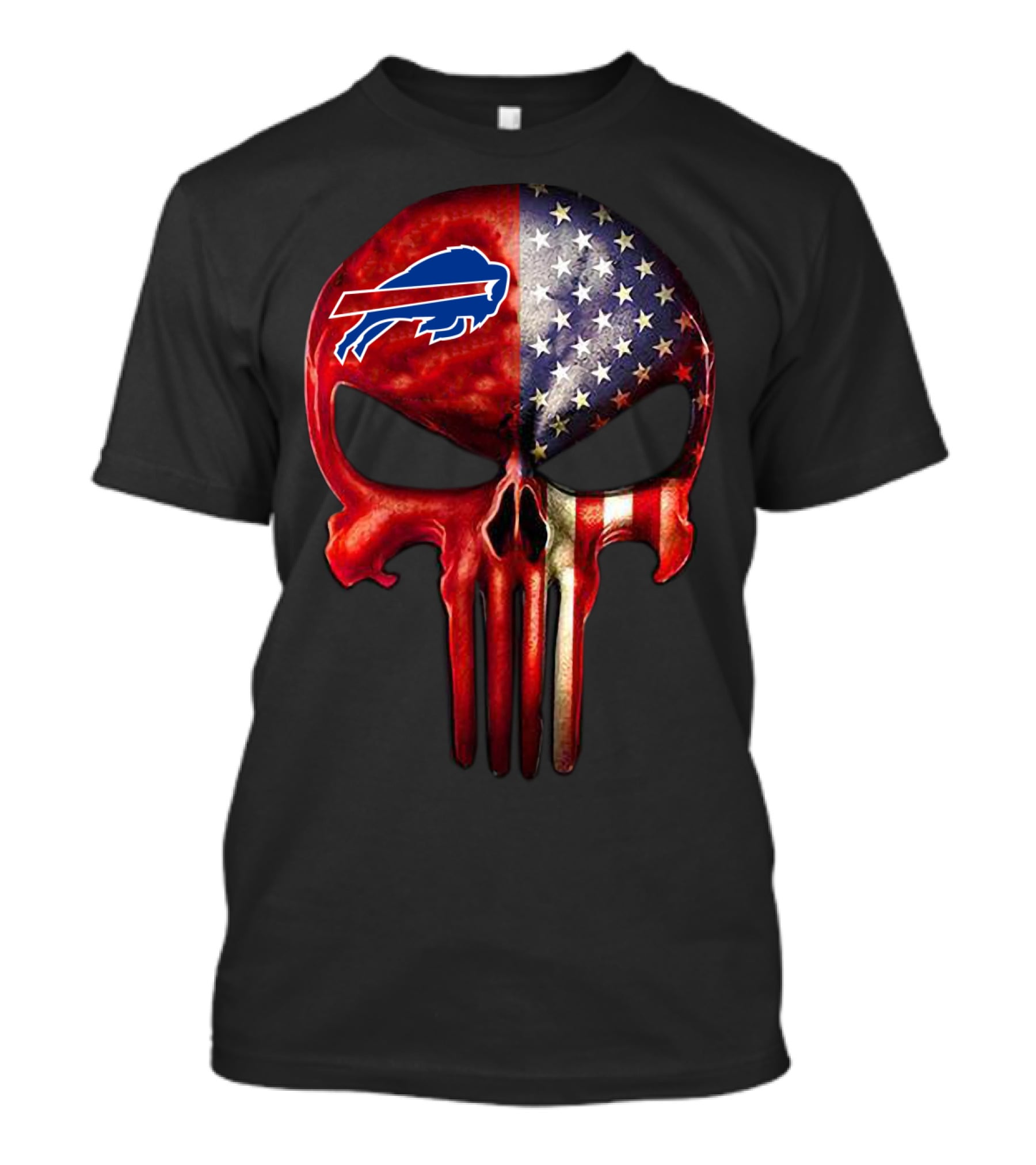 Buffalo Bills Skull American Flag T-Shirt