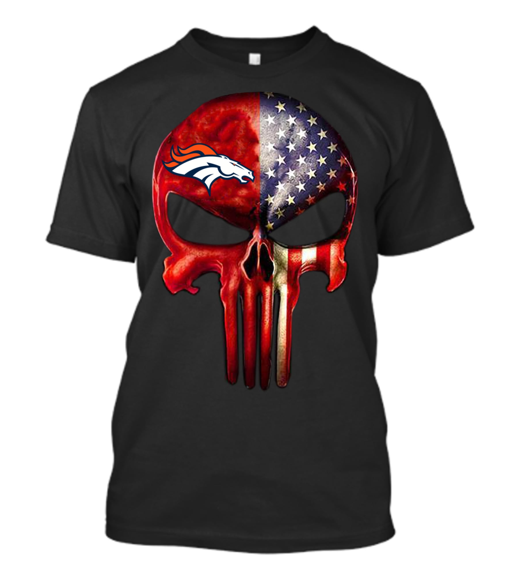 Denver Broncos USA Punisher Skull T-Shirt
