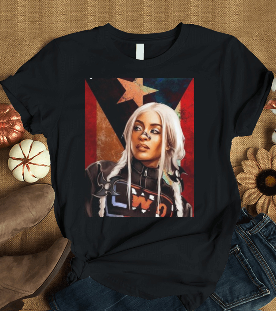 LWO Zelina Vega Fear La Chancla Puerto Rican Flag Background T-Shirt