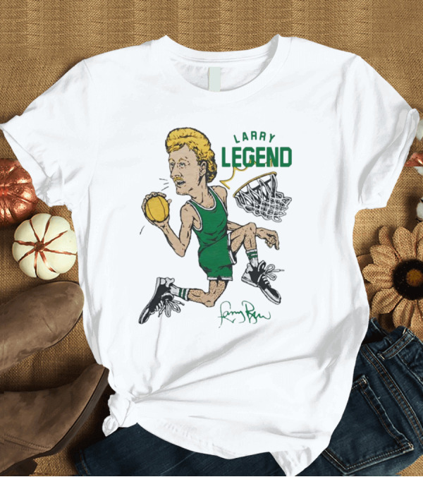 T-Shirt: Larry Legend Layup Basketball Icon with Signature T-Shirt Larry Legend Layup Basketball Icon with Signature T-Shirt