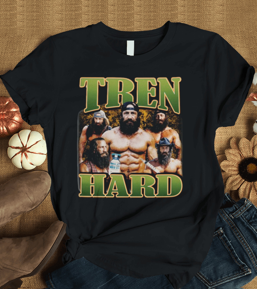 TREN HARD Bodybuilding Bearded Muscular Men with Medicine Bottle T-Shirt