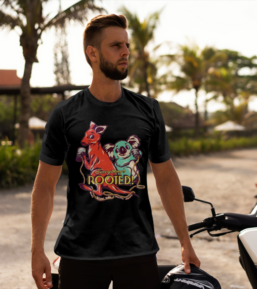 Everything's Rooted Kangaroo And Koala Play With Cords T-Shirt
