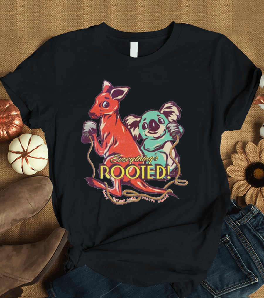 Everything's Rooted Kangaroo and Koala Play with Cords T-Shirt