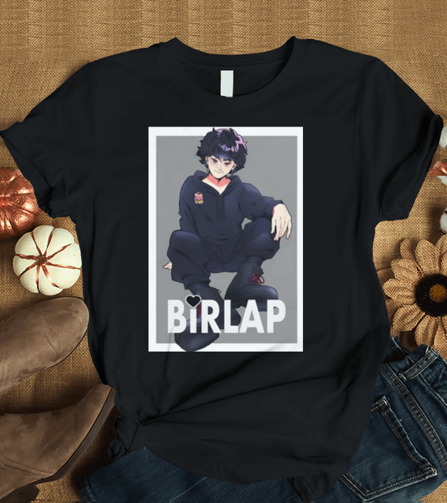 BIRLAP The King's Choice Anime Character in Black Outfit with Heart T-Shirt