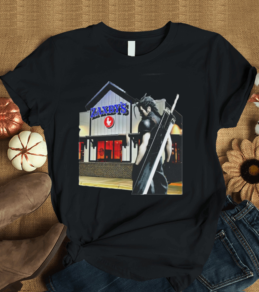 Zaxbys Meets Iconic Buster Sword Warrior at Restaurant Scene T-Shirt