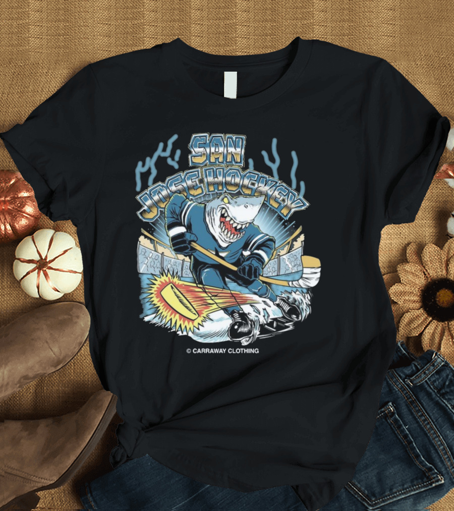SAN JOSE HOCKEY SHARK ICE ACTION CARAWAY CLOTHING T-Shirt