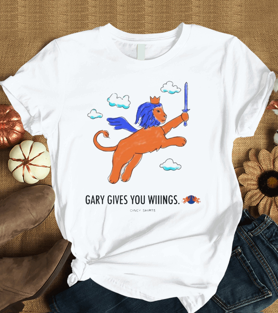 Gary Gives You Wings Flying Lion Sword Clouds Cincy T-Shirt