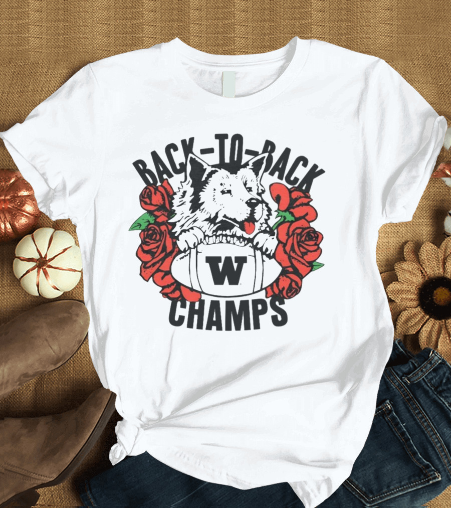 Back to Back Huskies Roses 91 W 92 Champs T-Shirt