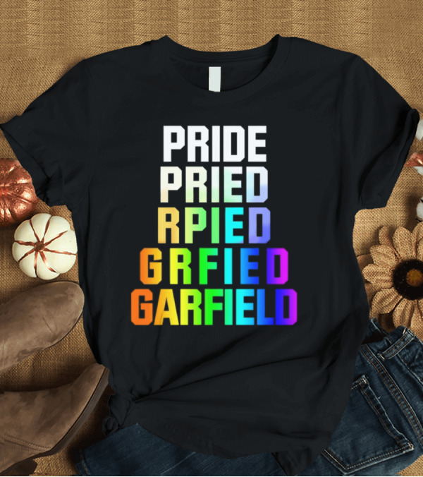 T-Shirt: Pride Rainbow Garfield Parody Text Evolution T-Shirt Pride Rainbow Garfield Parody Text Evolution T-Shirt