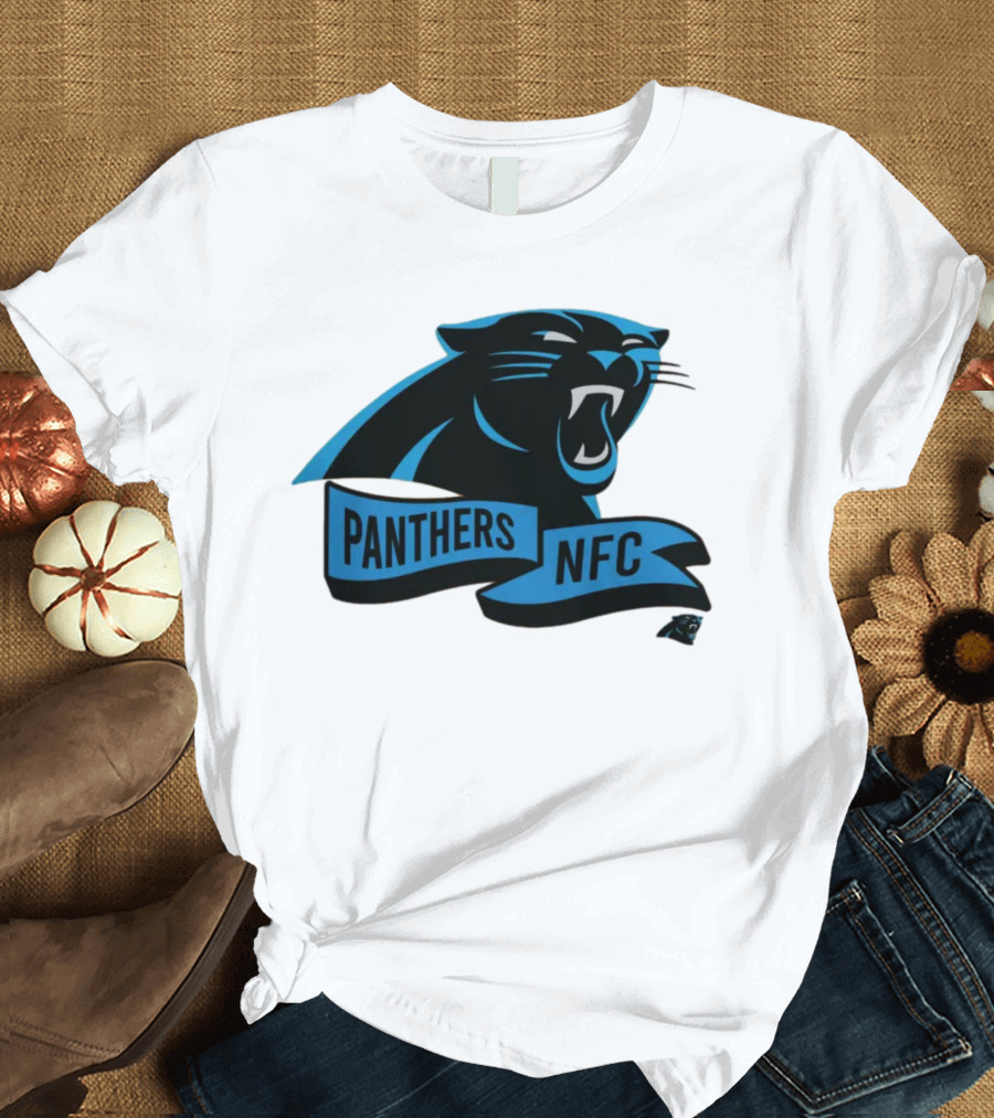 Men's Carolina Panthers New Era Cream Sideline Chrome Logo Panthers NFC T-Shirt