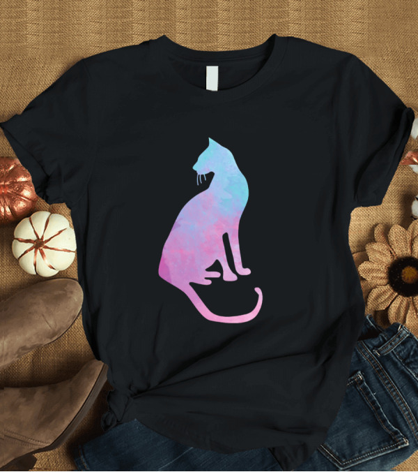 T-Shirt: Watercolor Cat Silhouette Pastel Colors T-Shirt Watercolor Cat Silhouette Pastel Colors T-Shirt