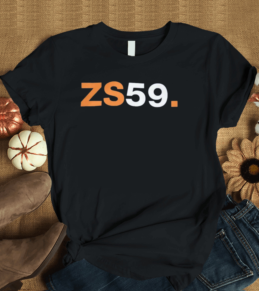 ZS59 Black and Orange Block Text T-Shirt