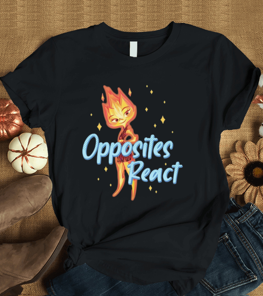 Opposites React Fire Element Character T-Shirt