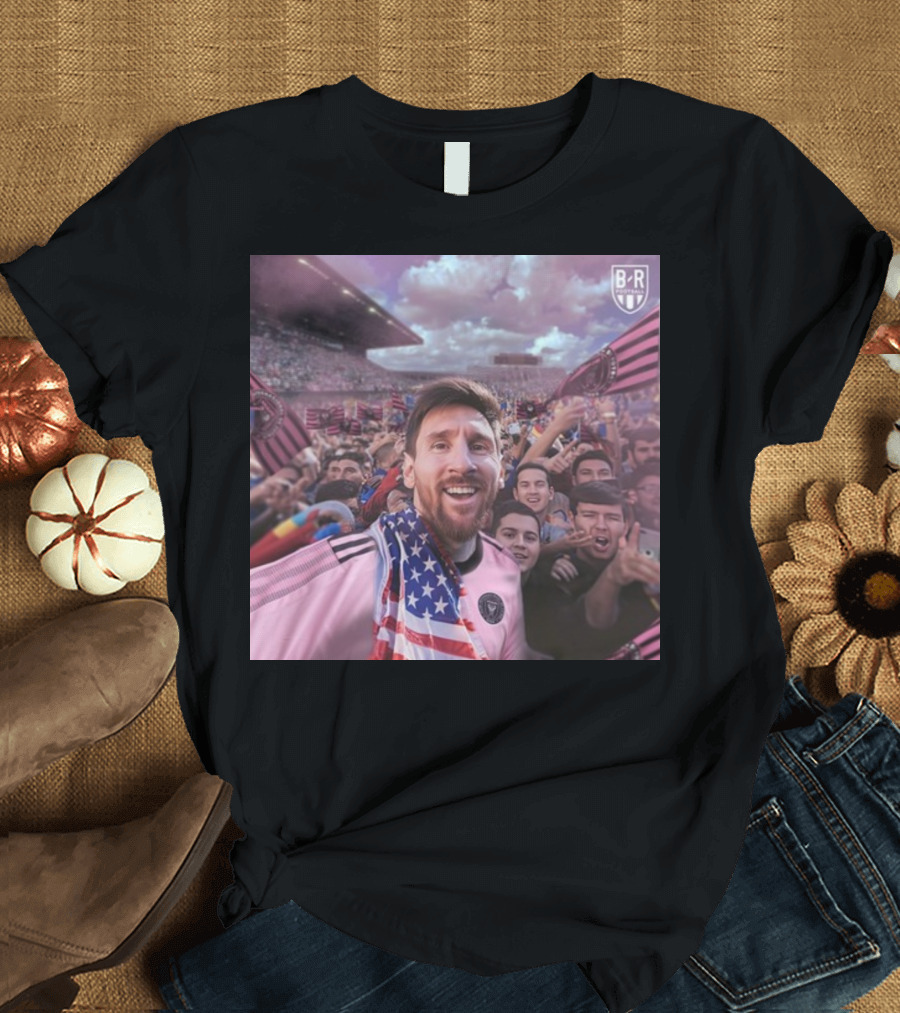 Inter Miami Messi American Flag Stadium Fans B/R T-Shirt