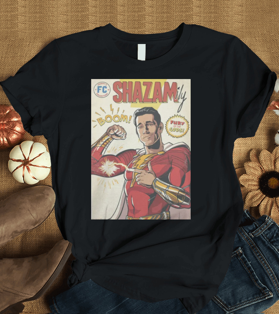 SHAZAM Boom Fury of the Gods Fawcett Collectors of America Fly T-Shirt