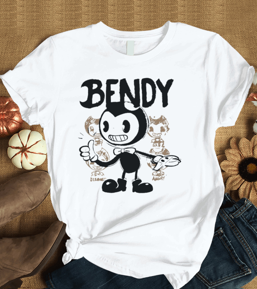 Bendy Cartoon Character with Disgust and Angry Moods T-Shirt