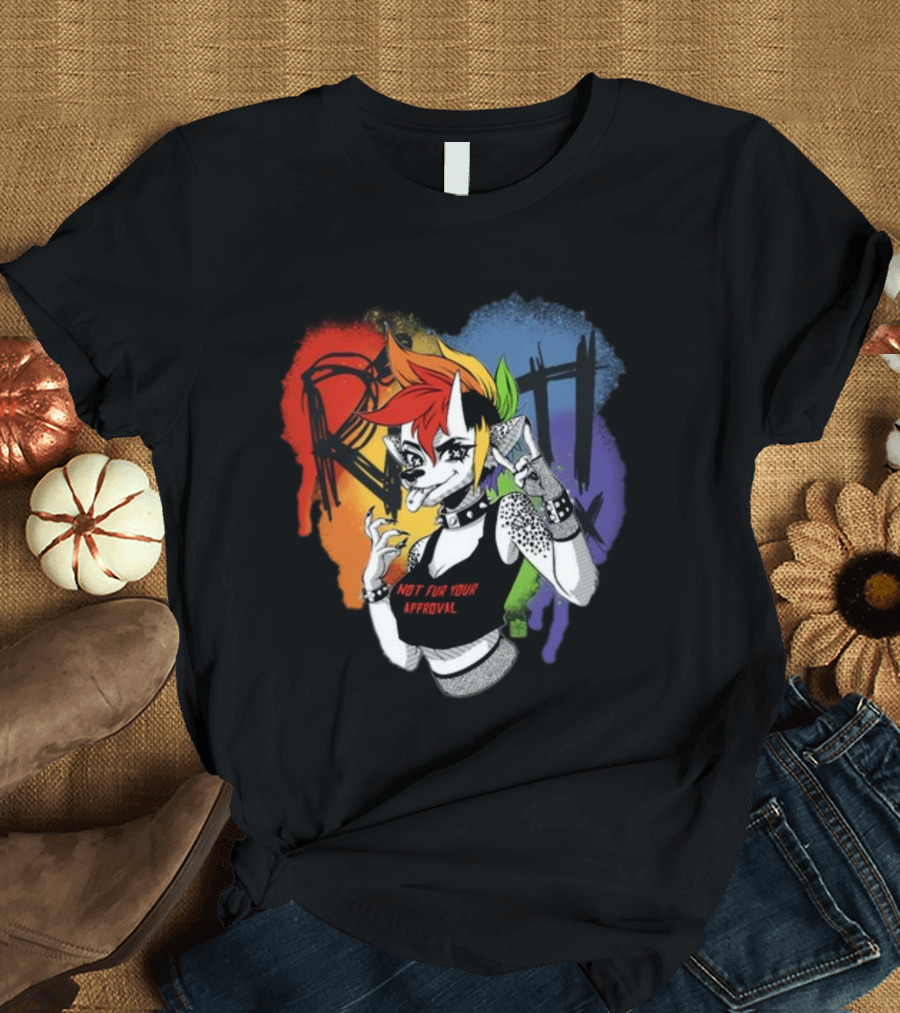 Jtwusky Riot Rainbow Hyena Not Fur Your Approval Punk T-Shirt