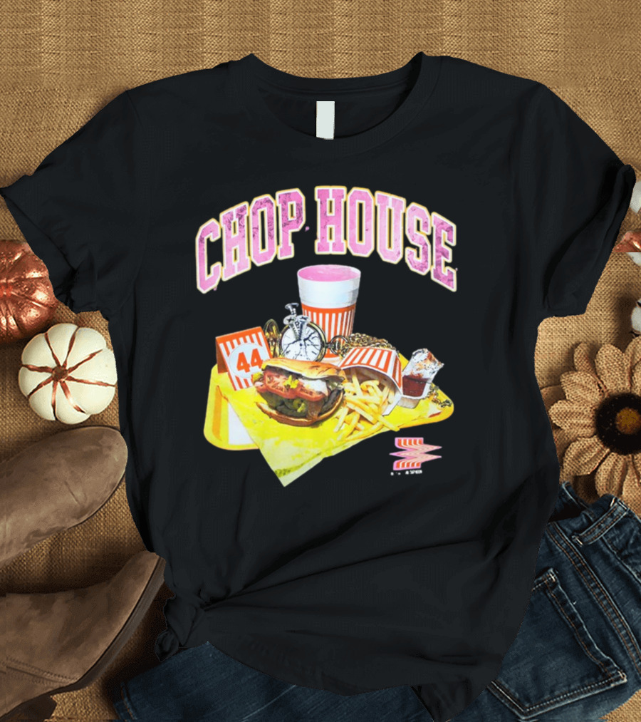 Chop House 44 Fast Food Combo with Burger Fries Drink and Condiments T-Shirt