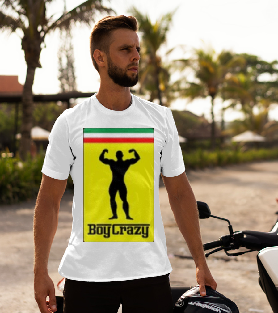 Boy Crazy Italia Bodybuilding Silhouette Italian Flag T-Shirt